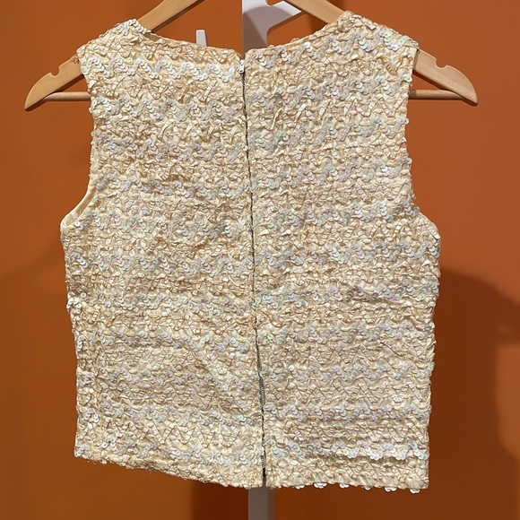 VINTAGE sequined pearlescent sleeveless pastel XS top - Picture 6 of 8